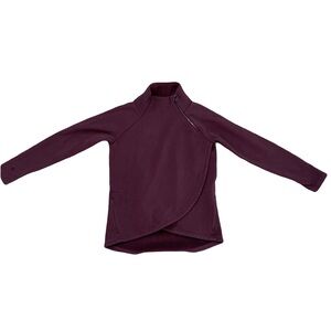 Athleta Cozy Karma Asym Maroon Pullover Sweatshirt Womens S Fleece Lined Wrap
